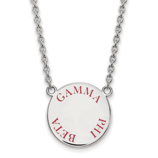 Sterling Silver Rhodium-plated LogoArt Gamma Phi Beta Sorority Text Large Color Enamel Pendant 18 inch Necklace SS015GPB-18
