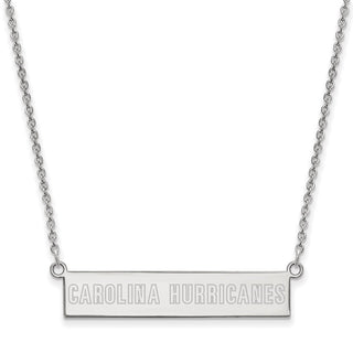 Sterling Silver Rhodium-plated NHL LogoArt Carolina Hurricanes Small Bar 18 inch Necklace