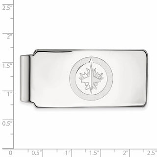 Sterling Silver Rhodium-plated NHL LogoArt Winnipeg Jets Money Clip