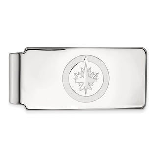 Sterling Silver Rhodium-plated NHL LogoArt Winnipeg Jets Money Clip
