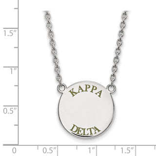 Sterling Silver Rhodium-plated LogoArt Kappa Delta Sorority Text Large Color Enamel Pendant 18 inch Necklace SS015KD-18