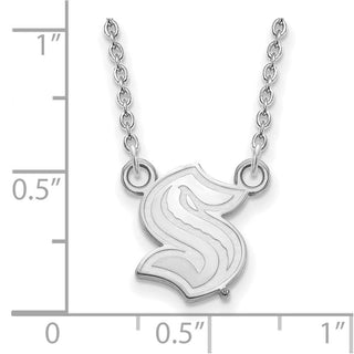14k White Gold NHL LogoArt Seattle Kraken Small Pendant Necklace