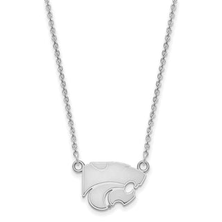 14k White Gold LogoArt Kansas State University Wildcat Small Pendant 18 inch Necklace