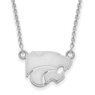14k White Gold LogoArt Kansas State University Wildcat Small Pendant 18 inch Necklace