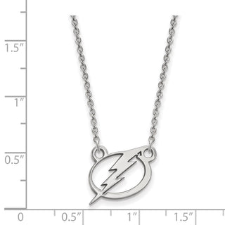10k White Gold NHL LogoArt Tampa Bay Lightning Small Pendant 18 inch Necklace