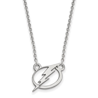 14k White Gold NHL LogoArt Tampa Bay Lightning Small Pendant 18 inch Necklace