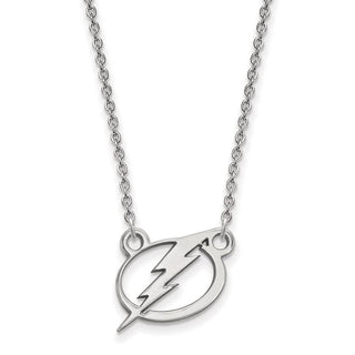 10k White Gold NHL LogoArt Tampa Bay Lightning Small Pendant 18 inch Necklace