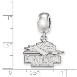 Sterling Silver Rhodium-plated LogoArt Longwood University Lancers Small Dangle Bead Charm