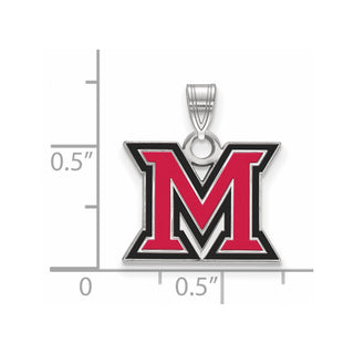 Sterling Silver Rhodium-plated LogoArt Miami University Ohio Letter M Small Enameled Pendant