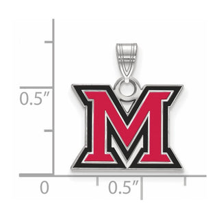 Sterling Silver Rhodium-plated LogoArt Miami University Ohio Letter M Small Enameled Pendant