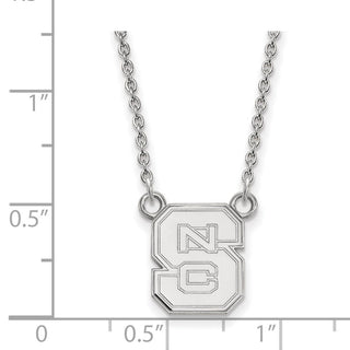 Sterling Silver Rhodium-plated LogoArt North Carolina State University N-C-S Small Pendant 18 inch Necklace