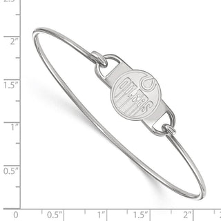 Sterling Silver Rhodium-plated NHL LogoArt Edmonton Oilers Small Center 7 inch Wire Bangle Bracelet