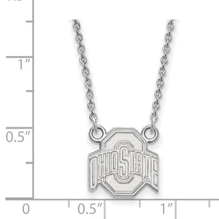 10k White Gold LogoArt The Ohio State University Small Pendant 18 inch Necklace