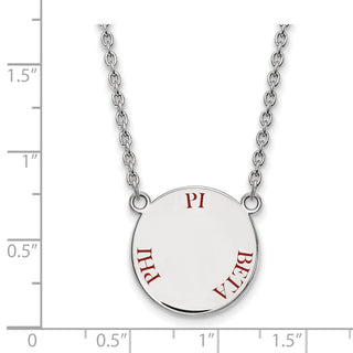 Sterling Silver Rhodium-plated LogoArt Pi Beta Phi Sorority Text Large Color Enamel Pendant 18 inch Necklace SS015PBP-18