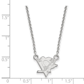 10k White Gold NHL LogoArt Pittsburgh Penguins Small Pendant 18 inch Necklace