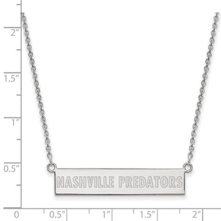 Sterling Silver Rhodium-plated NHL LogoArt Nashville Predators Small Bar 18 inch Necklace