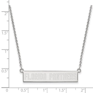 Sterling Silver Rhodium-plated NHL LogoArt Florida Panthers Small Bar 18 inch Necklace