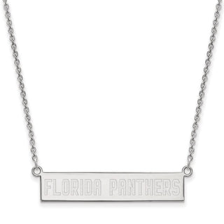 Sterling Silver Rhodium-plated NHL LogoArt Florida Panthers Small Bar 18 inch Necklace