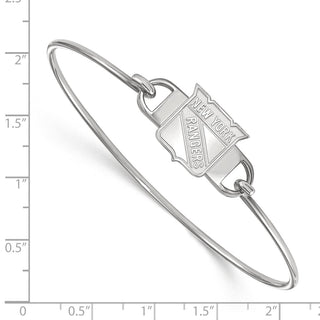 Sterling Silver Rhodium-plated NHL LogoArt New York Rangers Small Center 7 inch Wire Bangle Bracelet