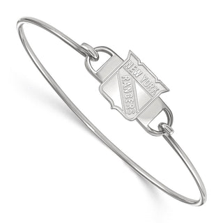 Sterling Silver Rhodium-plated NHL LogoArt New York Rangers Small Center 7 inch Wire Bangle Bracelet