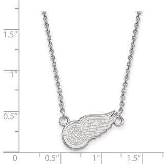 10k White Gold NHL LogoArt Detroit Red Wings Small Pendant 18 inch Necklace