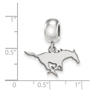 Sterling Silver Rhodium-plated LogoArt Southern Methodist University Mustang Small Dangle Bead Charm