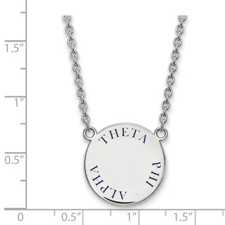 Sterling Silver Rhodium-plated LogoArt Theta Phi Alpha Sorority Text Large Color Enamel Pendant 18 inch Necklace SS015TPA-18
