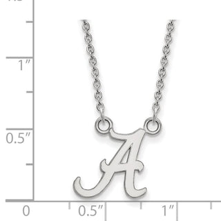 10k White Gold LogoArt University of Alabama Letter A Small Pendant 18 inch Necklace