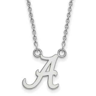 14k White Gold LogoArt University of Alabama Letter A Small Pendant 18 inch Necklace