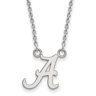 10k White Gold LogoArt University of Alabama Letter A Small Pendant 18 inch Necklace