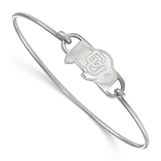 Sterling Silver Rhodium-plated LogoArt University of Colorado Buffalo Small Center 7 inch Wire Bangle Bracelet