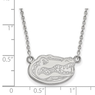 Sterling Silver Rhodium-plated LogoArt University of Florida Gator Small Pendant 18 inch Necklace