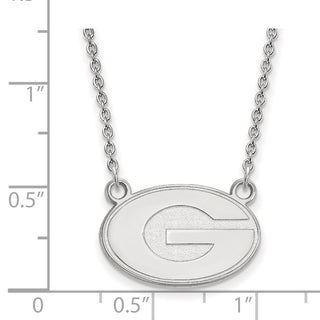 14k White Gold LogoArt University of Georgia Letter G Small Pendant 18 inch Necklace