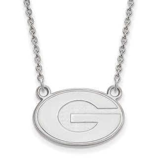 14k White Gold LogoArt University of Georgia Letter G Small Pendant 18 inch Necklace