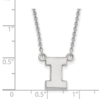 Sterling Silver Rhodium-plated LogoArt University of Illinois Letter I Small Pendant 18 inch Necklace