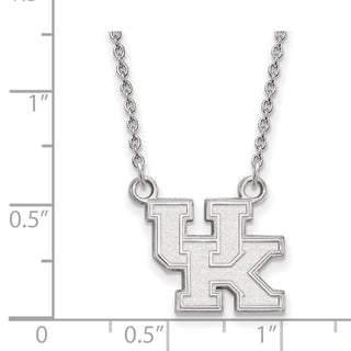10k White Gold LogoArt University of Kentucky U-K Small Pendant 18 inch Necklace