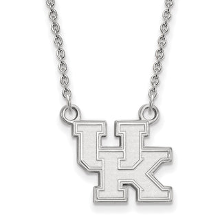 14k White Gold LogoArt University of Kentucky U-K Small Pendant 18 inch Necklace