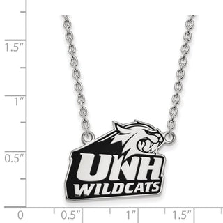 Sterling Silver Rhodium-plated LogoArt University of New Hampshire Large Enameled Pendant 18 inch Necklace