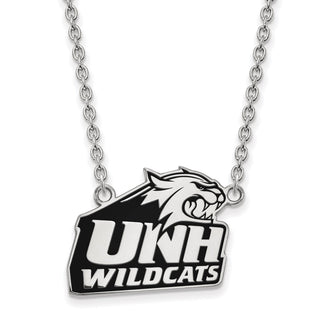 Sterling Silver Rhodium-plated LogoArt University of New Hampshire Large Enameled Pendant 18 inch Necklace