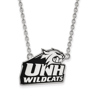 Sterling Silver Rhodium-plated LogoArt University of New Hampshire Large Enameled Pendant 18 inch Necklace
