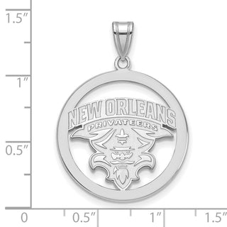 Sterling Silver Rhodium-plated LogoArt University of New Orleans U-N-O Extra Large Circle Pendant