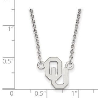 14k White Gold LogoArt University of Oklahoma O-U Small Pendant 18 inch Necklace