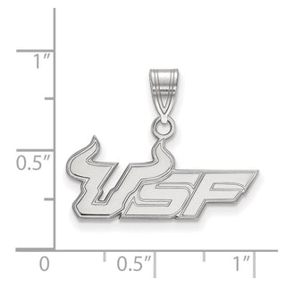 Sterling Silver Rhodium-plated LogoArt University of South Florida U-S-F Medium Pendant