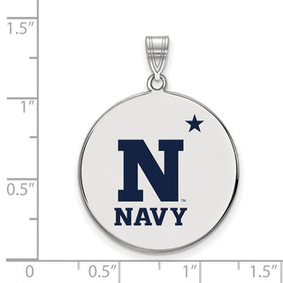 Sterling Silver Rhodium-plated LogoArt US Naval Academy Extra Large Enameled Disc Pendant
