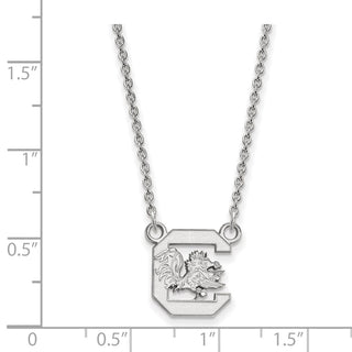 Sterling Silver Rhodium-plated LogoArt University of South Carolina Small Pendant 18 inch Necklace