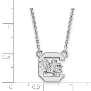 10k White Gold LogoArt University of South Carolina Small Pendant 18 inch Necklace