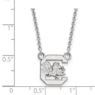 14k White Gold LogoArt University of South Carolina Small Pendant 18 inch Necklace