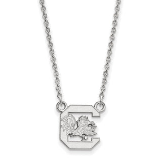 Sterling Silver Rhodium-plated LogoArt University of South Carolina Small Pendant 18 inch Necklace