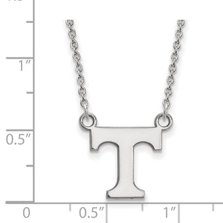 10k White Gold LogoArt University of Tennessee Letter T Small Pendant 18 inch Necklace