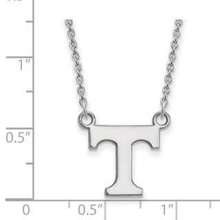 14k White Gold LogoArt University of Tennessee Letter T Small Pendant 18 inch Necklace